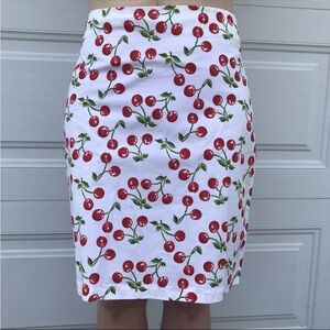 time future white cherries Straight pencil skirt 10 / 12 90s Rockabilly Y2K Vtg